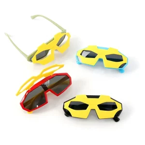 Kids Polarized Sunglasses Robot Shape Flip Top Design Comfortable Silicone Eyewear for Boys