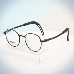 Kids’ Round Full-Rim Glasses Frame with Soft Silicone Nose Pads, Gold Metal