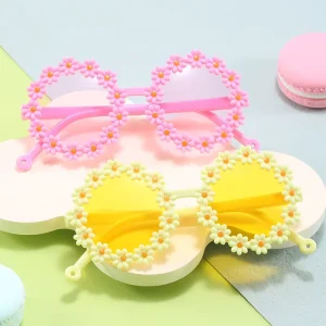 Kids Sunglasses Daisy Flower Sun Glasses Children Beach Sunglasses UV Protection Cute Summer Photo Eyewear for Boys Girls