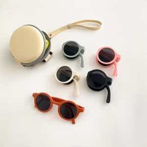 Kids UV400 Foldable Sunglasses for Boys and Girls, Morandi Color