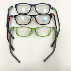 Kids’ and Teen Rectangle Full-Rim Flexible Silicone Eyeglasses with Flexible Hinges