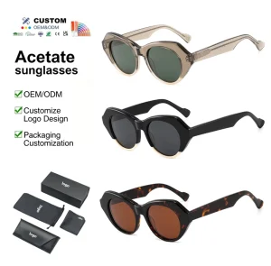 Korean Oval Polarized Sunglasses with TAC Lenses, Acetate Tortoiseshell or Black Cat-Eye Frame, UV400, Unisex