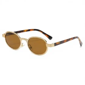 Korean-Style Embossed Women’s Oval Full-Frame UV400 Sunglasses
