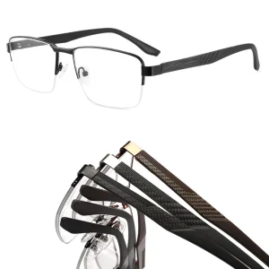 LE6481 Ultra-Light Carbon Fiber Half-Rim Men’s Optical Prescription Frames
