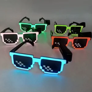 LED Glasses with EL Panel, Luminous Mosaic, and Flashing Lights for Adults