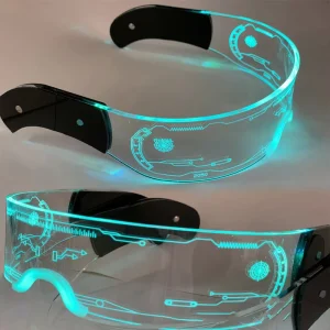 LED Visor Glasses Neon Light-Up Luminous Eyewear Cyberpunk Party Rave Cosplay