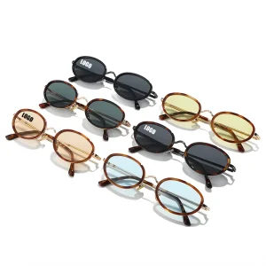 LMA 3853 Popular Small Oval Metal Shades Women Trendy Eyewear Retro Men Hip Hop Simple High Quality Sunglasses