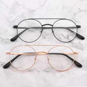 Ladies’ Pure Titanium Double-Bridge Round Optical Eyeglass Frames