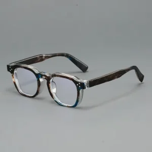 Large Black Square Eyeglass Frames Rice Nail Design Blue-Light Blocking Reading Glasses