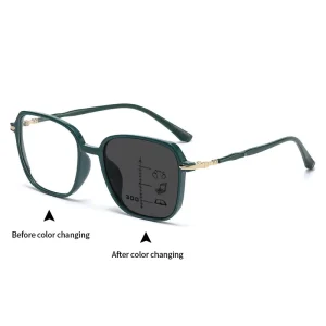 Large-Frame Progressive Photochromic Reading Glasses, Anti-Blue-Light UV Sun Glasses for Women and Men