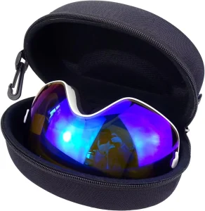 Large Hard EVA Ski and Snowboard Goggles Case with Carabiner Clip