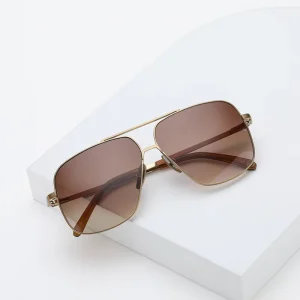 Large Pilot Titanium Square Sunglasses for Men