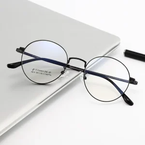 Large Round-Lens Pure Titanium Optical Eyeglass Frames for Women and Men