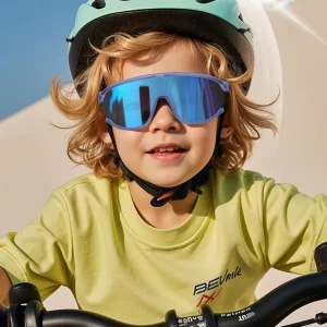 Large TR90 Full-Rim Sports Sunglasses Blue Red Mirrored Lens UV400 Protection