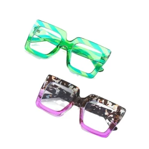 Large Thick Square Optical Reading Glasses with Blu-ray Lenses