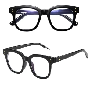 Latest Bulk Fashion Eyeglasses for Men Transparent Anti Blue Optical Frames with Classic Print Pattern PC Material