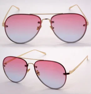 Latest Fashion High Quality Full Metal Gold Gradient pink Lens Most Beautiful Aviation Glasses Online Designer Sunglasses