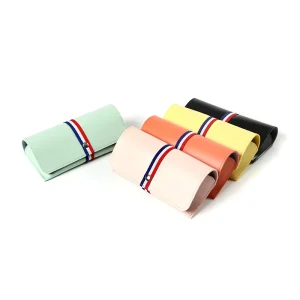 Leather Eyewear Case with Colorful Webbing