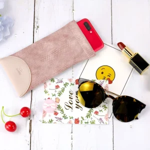 Leather Sunglasses Case with Auto Snap Closure, Portable Travel Organizer