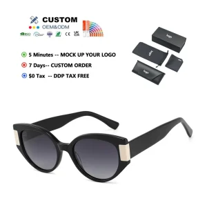 Lentes De Sol Oem High Quality Luxury Acetate Polarized Sunglasses Women Large Cat Eye Sunglasses Custom Logo