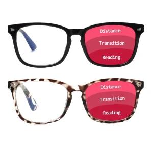 Leopard Pattern Progressive Reading Glasses Square PC Frame Anti Blue Light Multifocal Presbyopia Eyewear for Men Women