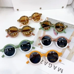 Leopard Retro Round Kids Sunglasses for Boys and Girls