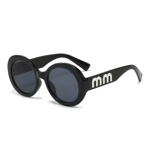 Letter MM Vintage Oversized Round Sunglasses for Women