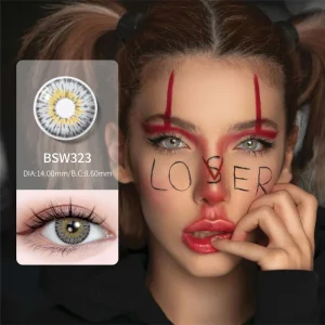 Liangguo Halloween Crazy Cosplay Colored Contact Lenses for Fresh Lady Circle Block Design