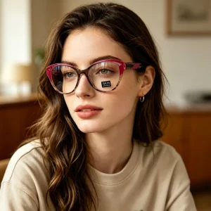 Light Tea Brown and Purple Marbled Acetate Cat Eye Glasses Frame for Women Handmade