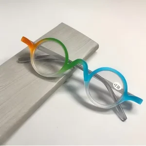 Lightweight Anti Blue Light Reading Glasses with Transparent Lenses Vintage Round Frame Unisex