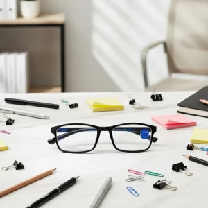 Lightweight Anti Blue Light Reading Glasses with White Lenses, Red Frame, Clear PC Lenses