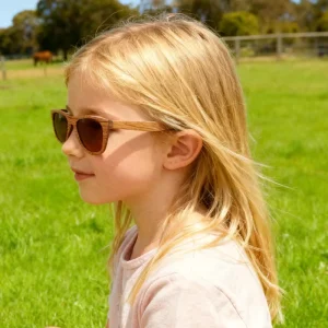 Lightweight Casual & Beachy Model Kids Zebra Wooden Sunglasses Polarized Spring Hinge for Daily Shooting & Outings
