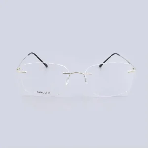 Lightweight Flexible No-Hoop Square Rimless Titanium Optical Glasses