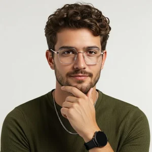 Lightweight Geometry Polygon Metal Eyeglasses Vintage Hexagonal Design for Men Premium Optical Quality