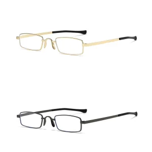 Lightweight Small Box Men’s Women’s Reading Glasses Anti-blue Light HD Portable Fashion Old Sight Glass Plain Gold/Gun