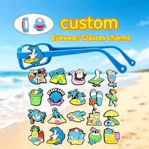 Lightweight Soft PVC Kids Glasses Charms Detachable Custom Cartoon Surfing Eyeglasses Charms