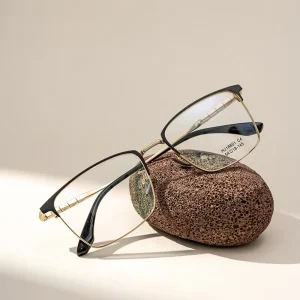 Lightweight Titanium Full-Rim Square Optical Eyeglass Frames with Diamond Detail