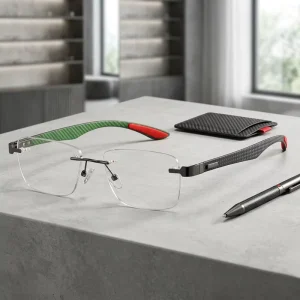 Low MOQ Custom OEM ODM Factory Price Trendy Unisex Rimless Narrow Rectangular Lightweight Comfortable Business Eyewear