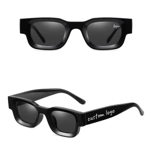 Lucky Custom Brand Logo Retro Sun Glasses Men Women Chunky Thick Square Frame Shades Vintage Fashion Polarized Sunglasses