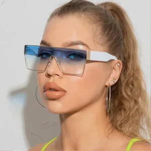 Lucky Fashion Luxury Gafas De Sol Oversized Retro Shades Women Men Flat Top Frames Rectangle Custom Logo Sunglasses
