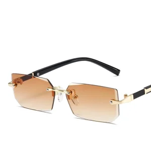 Lucky Retro Sunglasses Women Fashion Rimless Gradient Sun Glasses Jelly Color Cutting Lens Ladies Frameless Eyeglasses