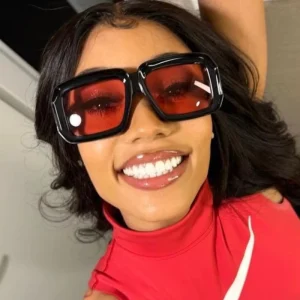 Luxury Brand Square Unisex Oversized Thick Frame Full Frame UV400 Designer Personality Sunglasses Red Lens Fashion Shades