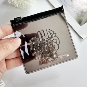 Luxury Clear Custom Jewelry Zipper Ziplock Pouch With Logo Black Plastic Bags Pvc Transparent Packaging Bag