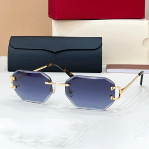 Luxury Designer’s New Men’s Frameless square Sunglasses UV400 UV Resistant Outdoor Women’s Trendy Driving Beach Glasses