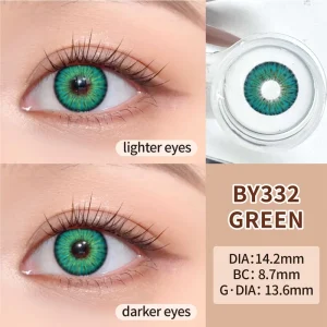 Luxury Green Colored Contact Lenses 14.2mm Big Eyes Fashion Cosmetic Contact Lenses