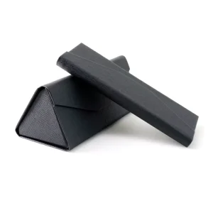 Luxury Men’s Black Sunglasses Case Triangle Folding Magnetic PU Leather Glasses Case