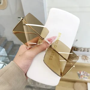 Luxury Trendy Red Metal Sunglasses for Women Men Unisex Fashion Shades in Stock