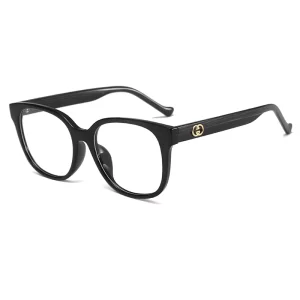 Luxury Unisex Black Leopard Frame Optical Round Eyeglasses for All Face Sizes