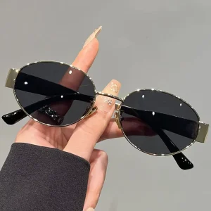 Luxury Unisex Sunglasses with Retro Gold Small Frame UV400 Blue Light Protection High Quality Lightweight for Outdoor Comfort
