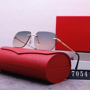 Luxury Vintage Fashion Sunglasses Metal Full Frame Polarized Plain Design Lens Square UV400 Green Unisex